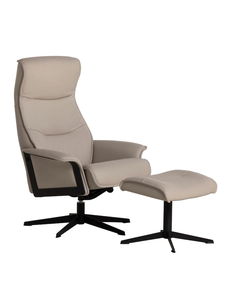 Barker and Stonehouse White Scandi Leather Armchair and Footstool - Image 1 of 6 Barker and Stonehouse White Scandi Leather Armchair and Footstool - Image 1 of 6