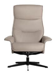 Barker and Stonehouse White Scandi Leather Armchair and Footstool - Image 2 of 6