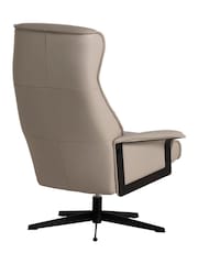 Barker and Stonehouse White Scandi Leather Armchair and Footstool - Image 5 of 6