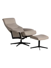 Barker and Stonehouse White Scandi Leather Armchair and Footstool - Image 6 of 6