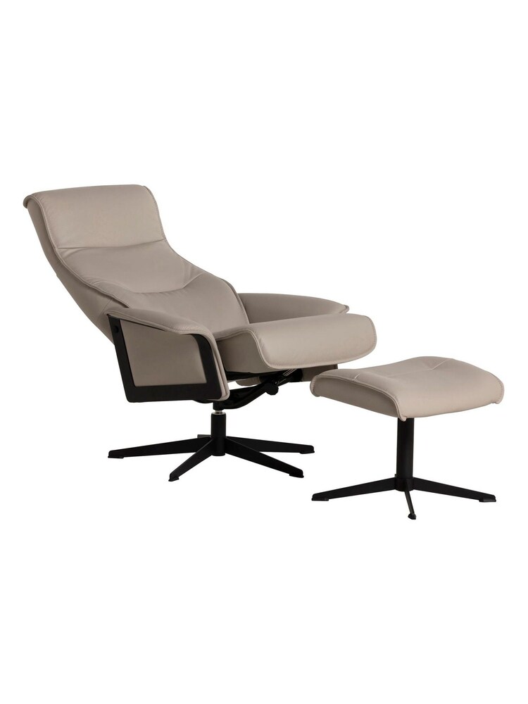 Barker and Stonehouse White Scandi Leather Armchair and Footstool - Image 6 of 6 Barker and Stonehouse White Scandi Leather Armchair and Footstool - Image 6 of 6