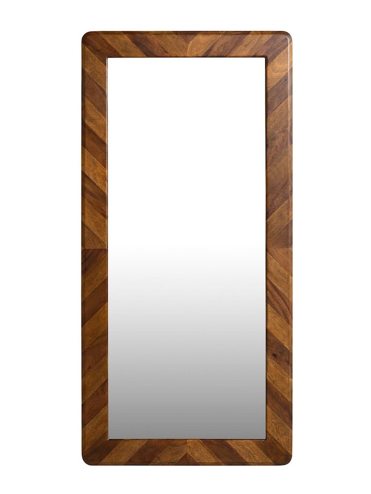 Barker and Stonehouse Brown Lockley Chevron Wood Standing Mirror - Image 2 of 5 Barker and Stonehouse Brown Lockley Chevron Wood Standing Mirror - Image 2 of 5