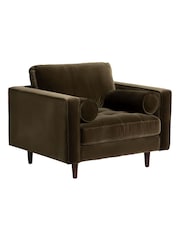 Barker and Stonehouse Green Hemingway Velvet Armchair - Image 1 of 6
