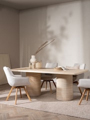 Barker and Stonehouse Natural Shona Fabric Swivel Dining Chair - Image 1 of 6