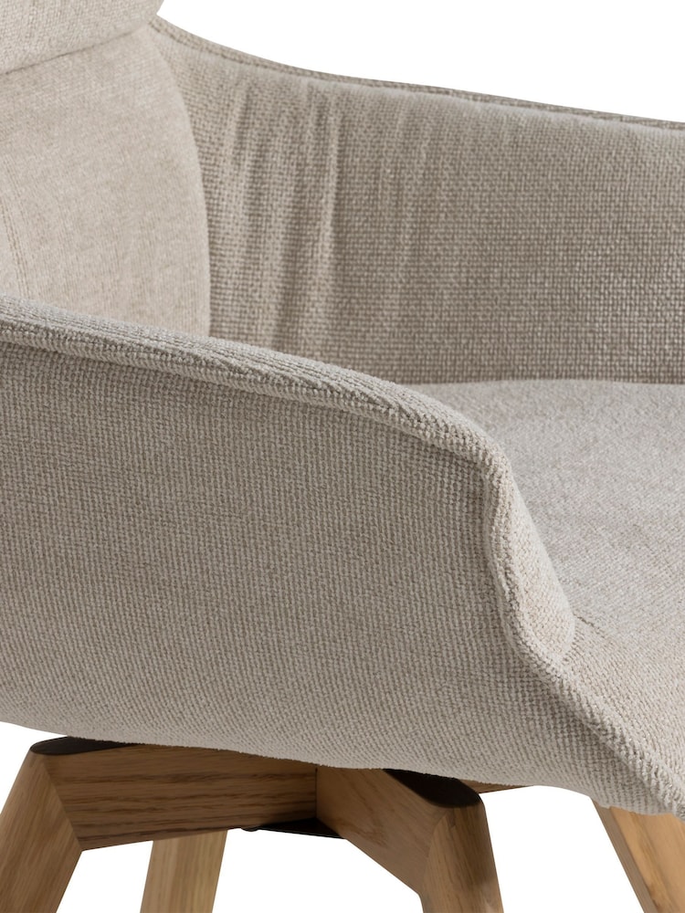 Barker and Stonehouse Natural Shona Fabric Swivel Dining Chair - Image 6 of 6