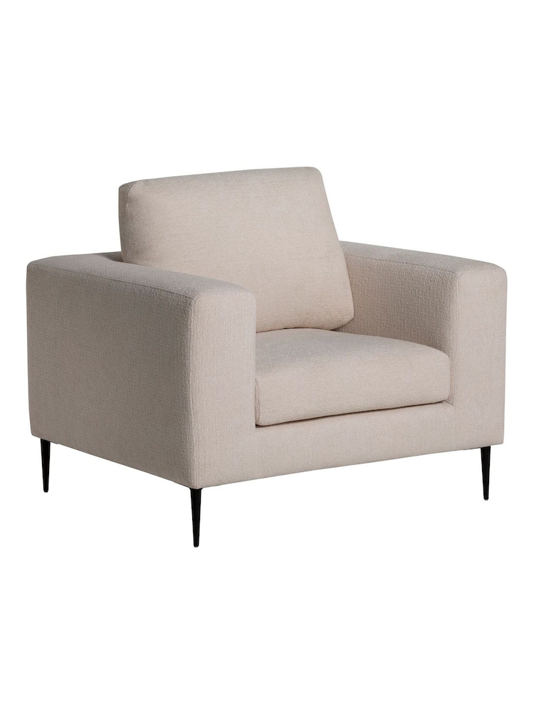 Barker and Stonehouse Natural Sienna Boucle Fabric Armchair With Steel Legs - Image 1 of 5