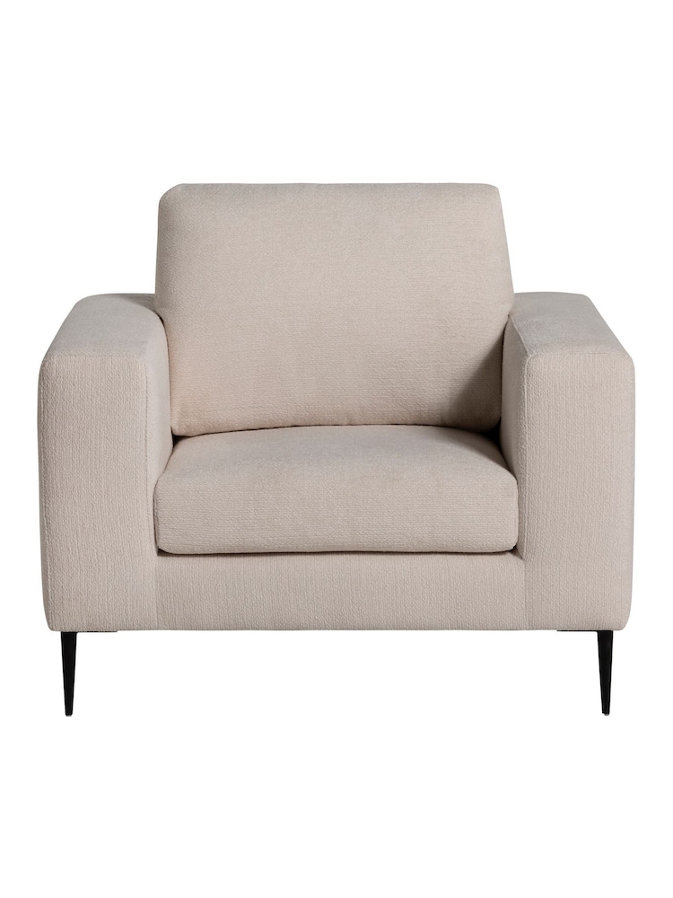 Barker and Stonehouse Natural Sienna Boucle Fabric Armchair With Steel Legs - Image 2 of 5