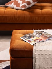 Barker and Stonehouse Orange Hemingway Velvet Footstool - Image 1 of 6