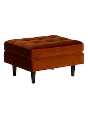 Barker and Stonehouse Orange Hemingway Velvet Footstool - Image 2 of 6