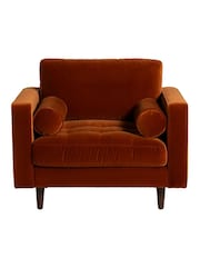 Barker and Stonehouse Orange Hemingway Velvet Armchair - Image 3 of 6