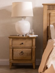 Barker and Stonehouse Brown Selene Mindi Wood 2 Drawer Bedside Cabinet - Image 1 of 6