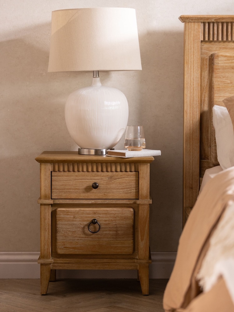 Barker and Stonehouse Brown Selene Mindi Wood 2 Drawer Bedside Cabinet - Image 1 of 6