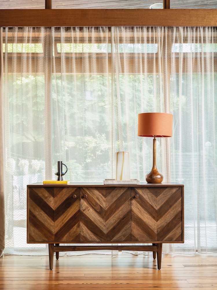Barker and Stonehouse Brown Lockley Chevron Wood 3 Door Sideboard - Image 1 of 6