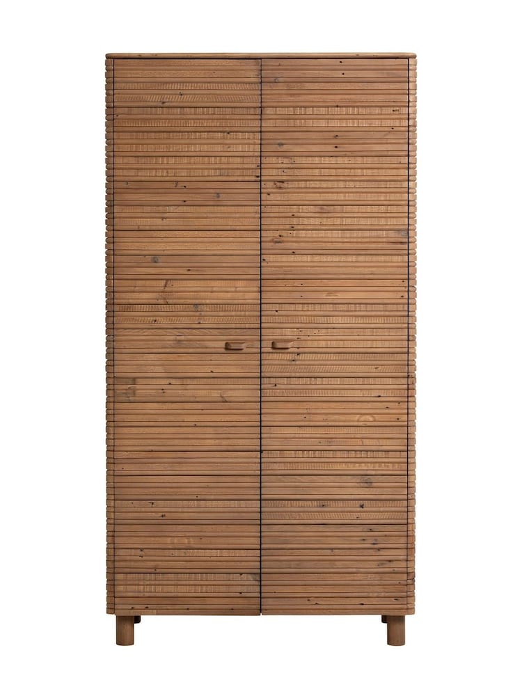 Barker and Stonehouse Brown Tamia Rustic Oak Reclaimed Wood 2 Door Wardrobe - Image 2 of 6 Barker and Stonehouse Brown Tamia Rustic Oak Reclaimed Wood 2 Door Wardrobe - Image 2 of 6