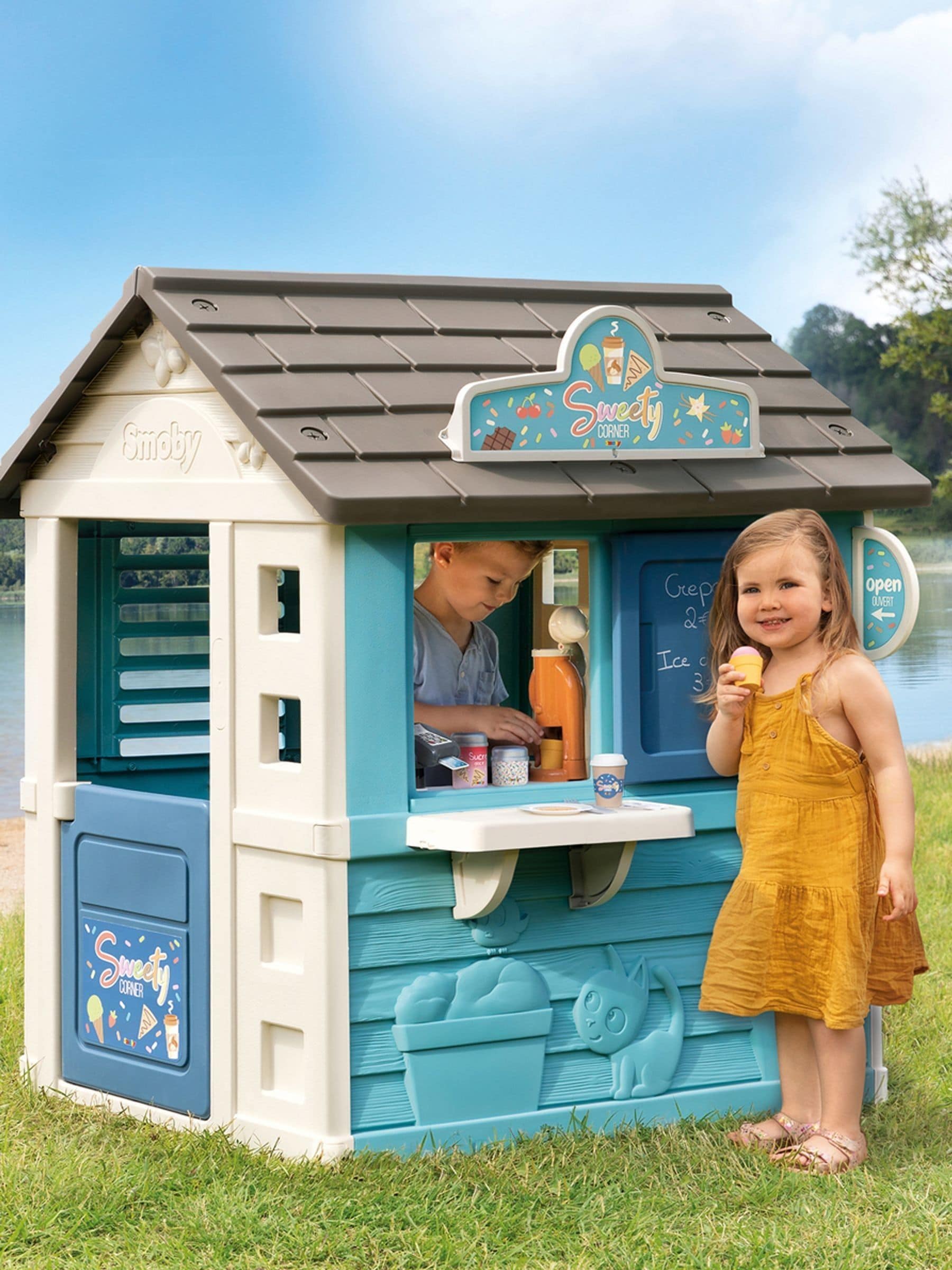 Smoby Unisex Kids Cream/Light Teal Life Sweety Corner Playhouse - Image 1