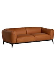 Barker and Stonehouse Brown Angus Leather 3 Seater Sofa with Wood Legs - Image 3 of 6