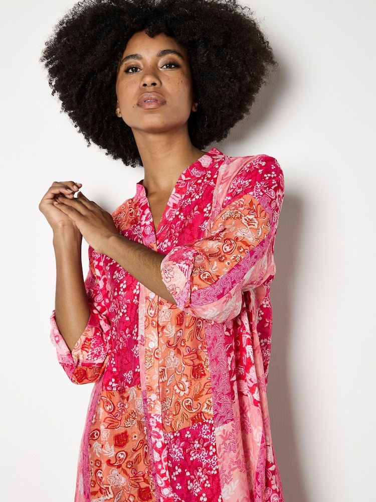 Apricot Pink Folk Patchwork High Low Tunic Top - Image 2 of 4