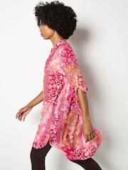 Apricot Pink Folk Patchwork High Low Tunic Top - Image 3 of 4