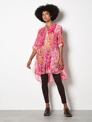 Apricot Pink Folk Patchwork High Low Tunic Top - Image 4 of 4
