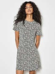 Apricot Black Fit & Flare Printed Ponti Dress - Image 2 of 4