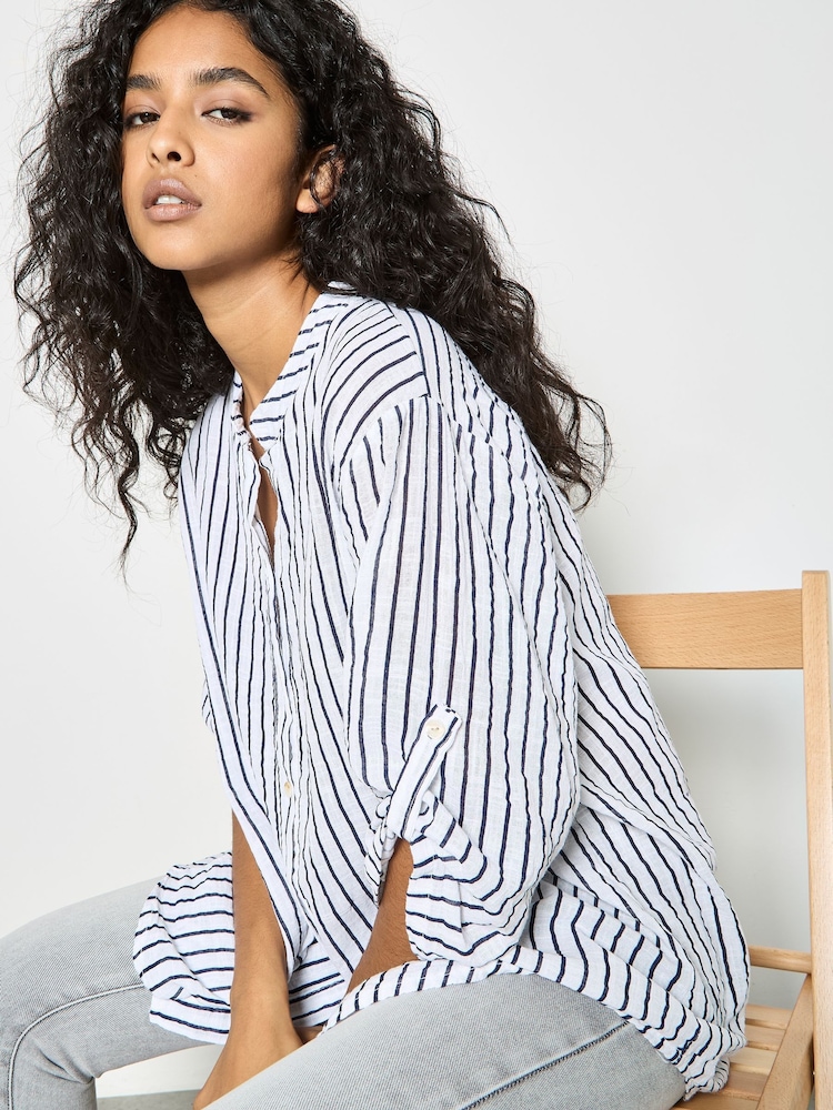 Apricot White Stripe Cotton Tulum Shirt - Image 4 of 4