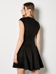 Apricot Black Suedette Godet Dress - Image 2 of 4