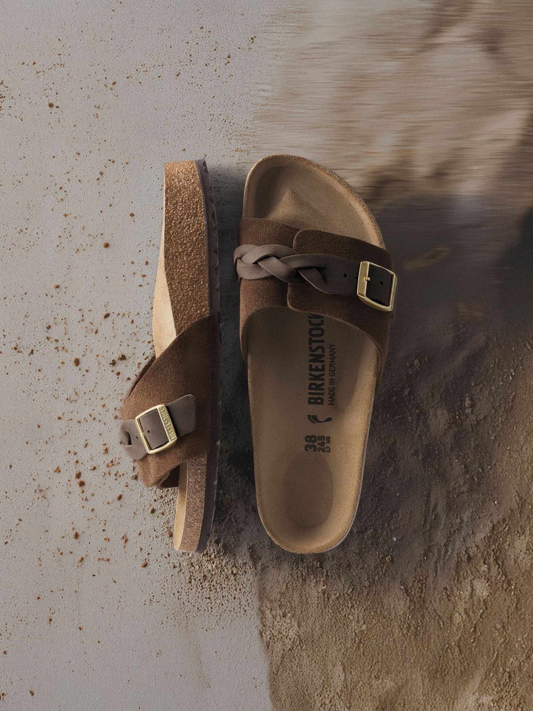 Buy Birkenstock Brown Oita Oiled Leather Braided Sandals from Next USA