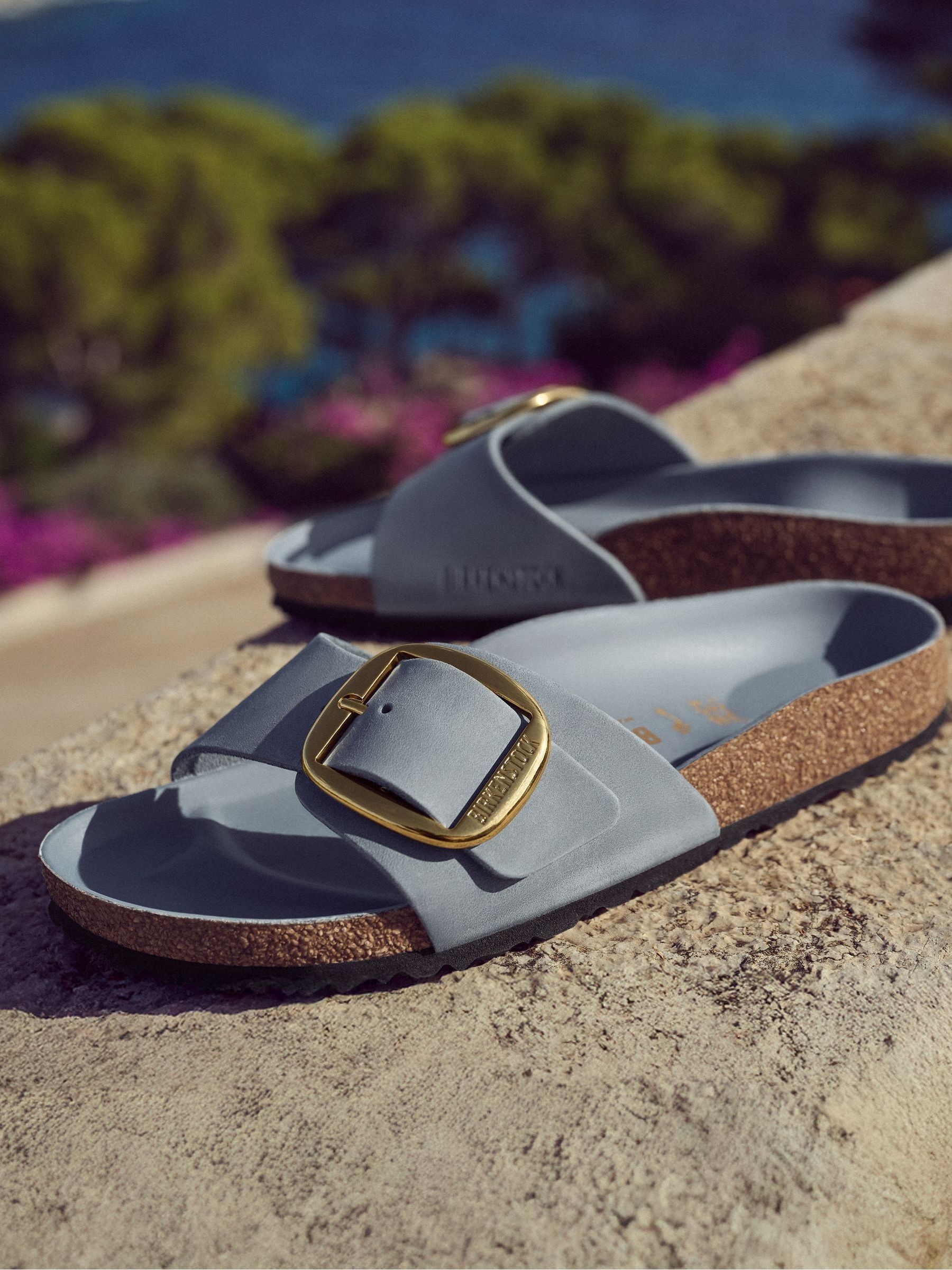 Buy Birkenstock Grey Madrid Big Buckle Oiled Leather Sandals from