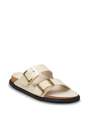 Birkenstock White High Shine Leather Arizona Sandals - Image 2 of 3
