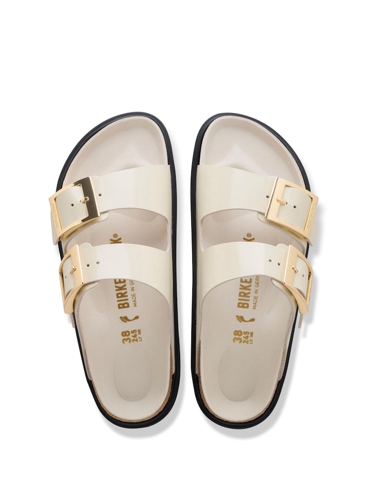 Birkenstock White High Shine Leather Arizona Sandals - Image 3 of 3 Birkenstock White High Shine Leather Arizona Sandals - Image 3 of 3