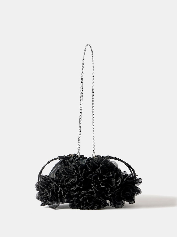 Mint Velvet Black Raya Black Floral Drawstring Bag - Image 1 of 5