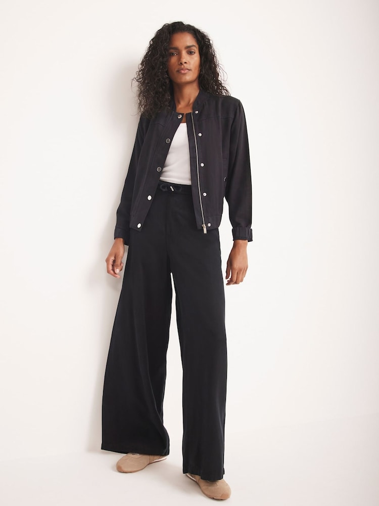 Mint Velvet Blue Navy Washed Bomber Jacket - Image 2 of 8