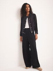 Mint Velvet Blue Navy Washed Bomber Jacket - Image 4 of 8