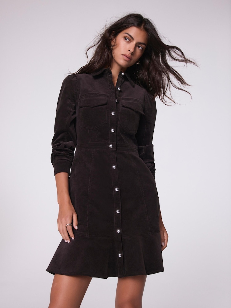Mint Velvet Brown Brown Corduroy Mini Dress - Image 1 of 8