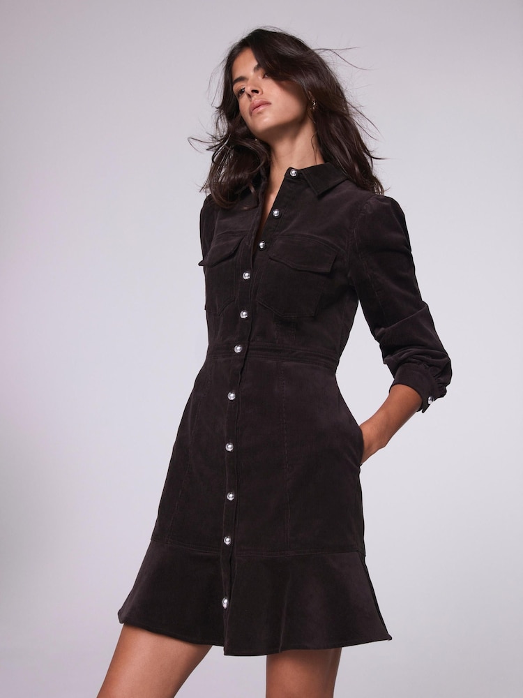 Mint Velvet Brown Brown Corduroy Mini Dress - Image 2 of 8