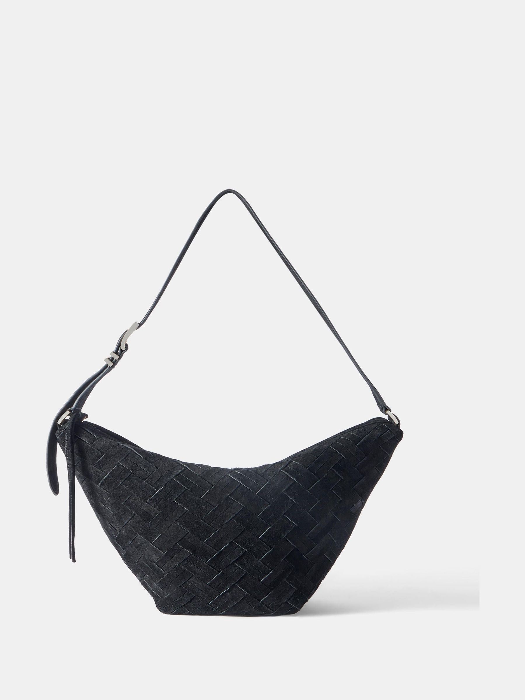 Buy Mint Velvet Black Stevie Black Suede Woven Bag from Next USA