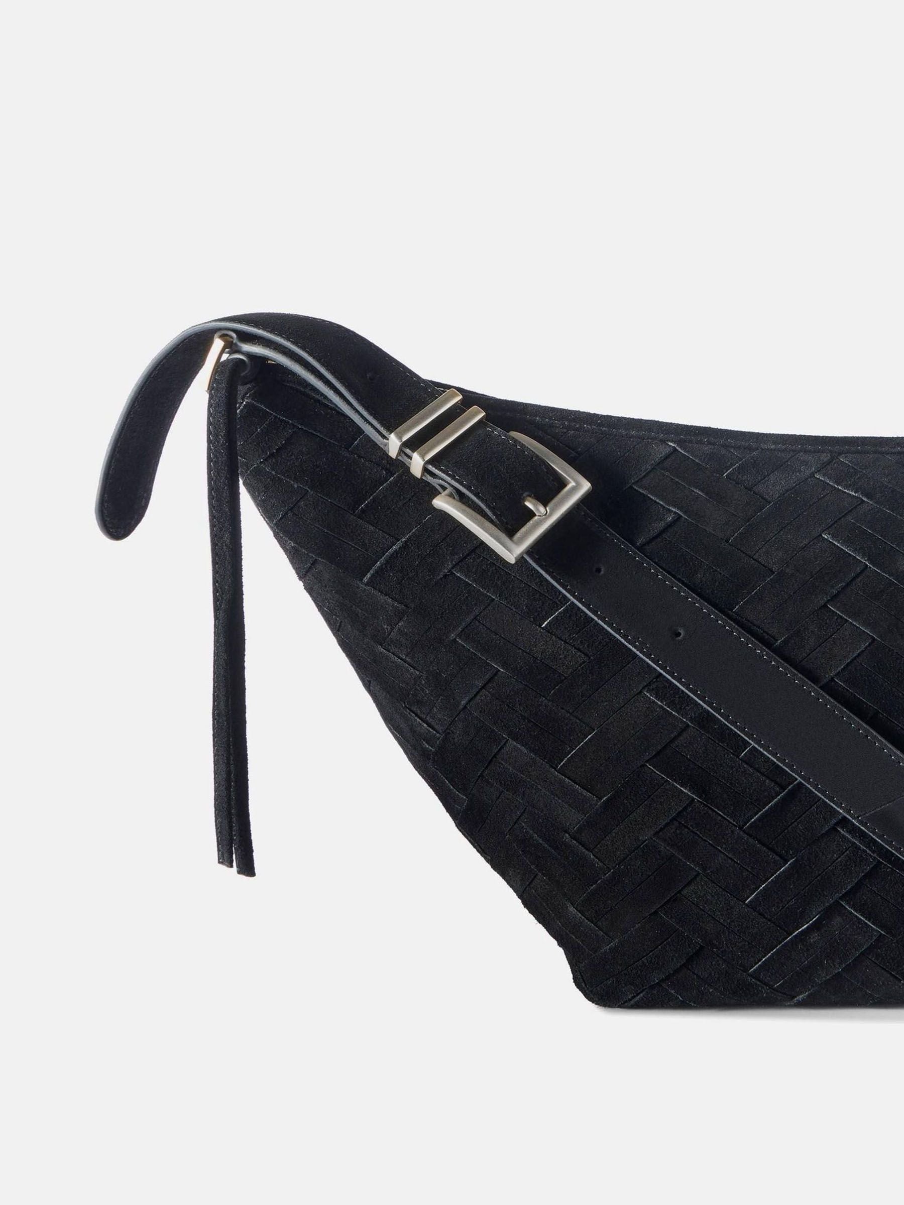 Buy Mint Velvet Black Stevie Black Suede Woven Bag from Next USA