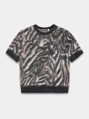 Mint Velvet Black Neutral Zebra Knit Top - Image 7 of 9