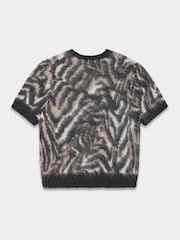 Mint Velvet Black Neutral Zebra Knit Top - Image 8 of 9