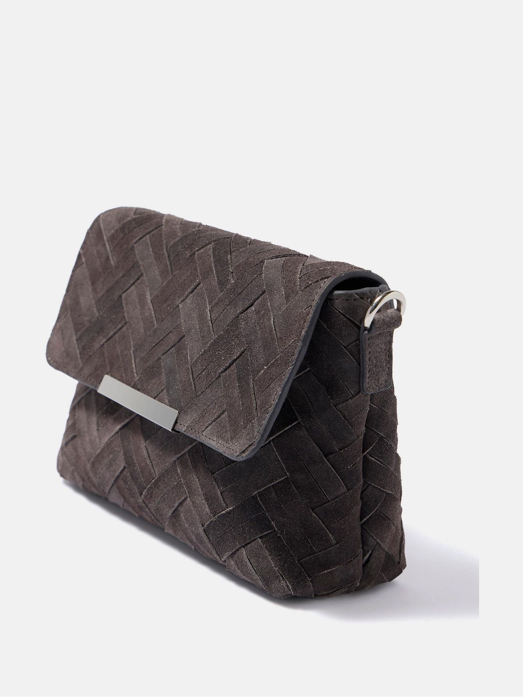 Buy Mint Velvet Grey Lara Grey Woven Suede Cross Body Bag from