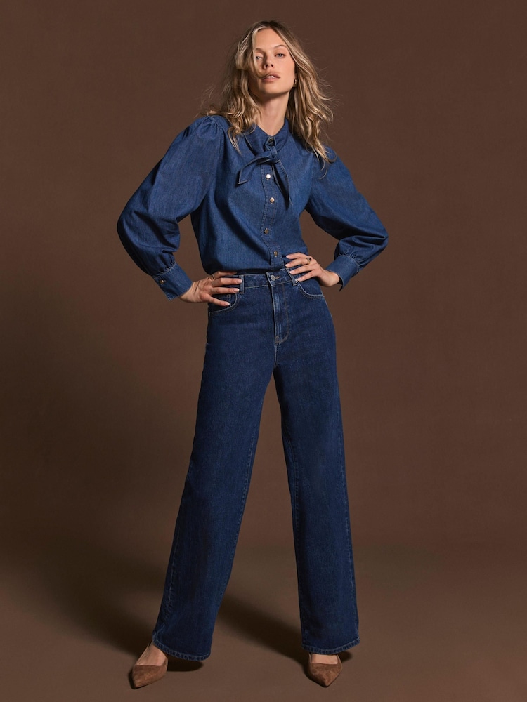 Mint Velvet Blue Dark Indigo Workable Wide Jeans - Image 1 of 8
