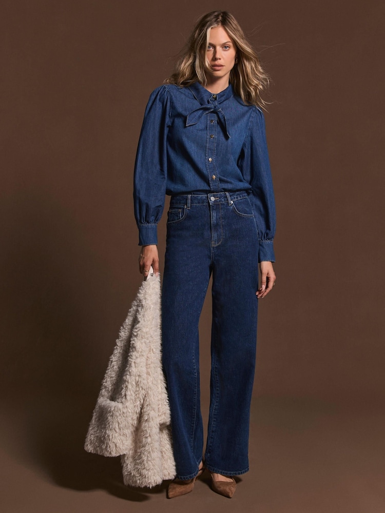 Mint Velvet Blue Dark Indigo Workable Wide Jeans - Image 2 of 8