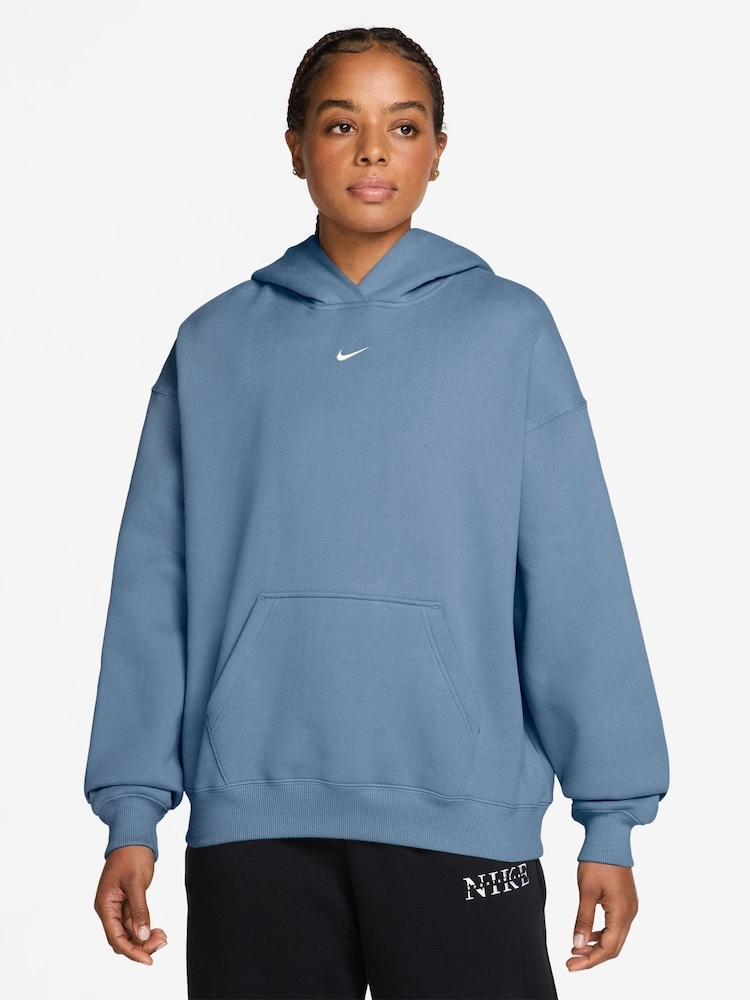 Nike Work Blue Studio Fleece Oversized Hoodie - Image 1 of 3 Nike Work Blue Studio Fleece Oversized Hoodie - Image 1 of 3