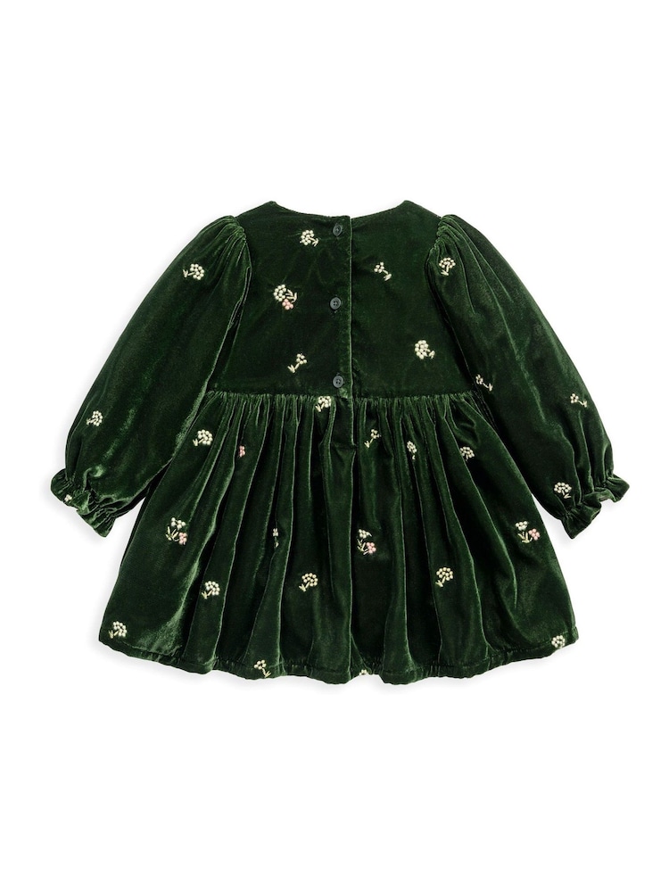 Mamas & Papas Green Embroidered Velvet Dress - Image 8 of 8 Mamas & Papas Green Embroidered Velvet Dress - Image 8 of 8