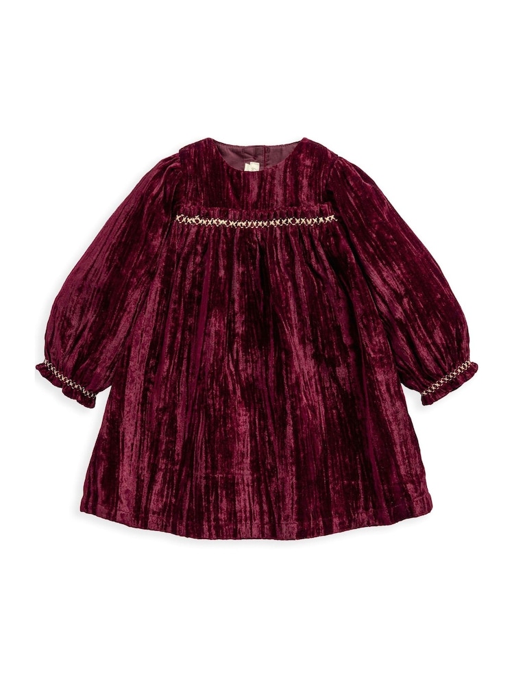 Mamas & Papas Pink Crinkle Velvet Dress - Image 2 of 4 Mamas & Papas Pink Crinkle Velvet Dress - Image 2 of 4