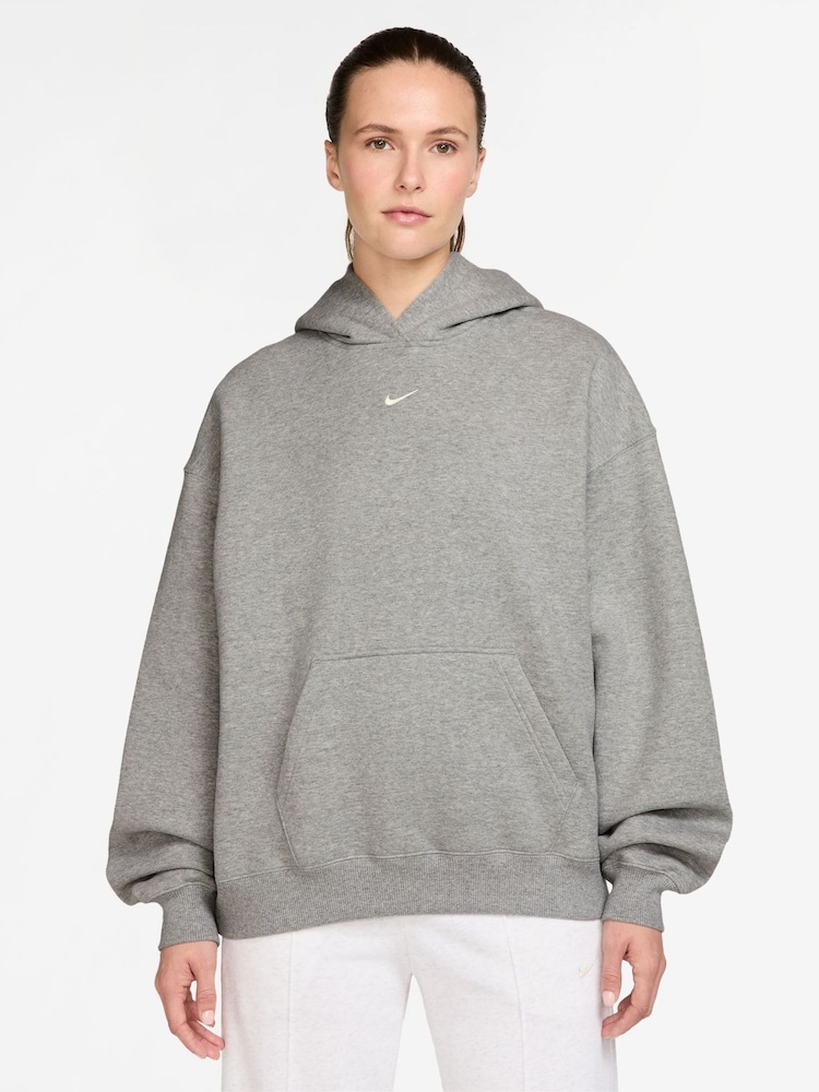 Nike Grey Studio Fleece Oversized Hoodie - Image 1 of 3 Nike Grey Studio Fleece Oversized Hoodie - Image 1 of 3