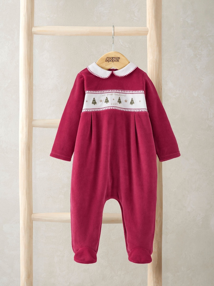 Mamas & Papas Red My First Christmas Collared Sleepsuit - Image 1 of 3