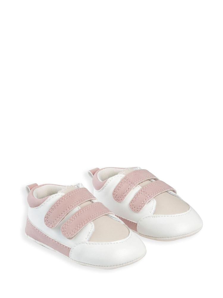 Mamas & Papas Pink Suede Detail Scallop Edged Trainers - Image 1 of 2