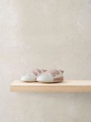 Mamas & Papas Pink Suede Detail Scallop Edged Trainers - Image 2 of 2