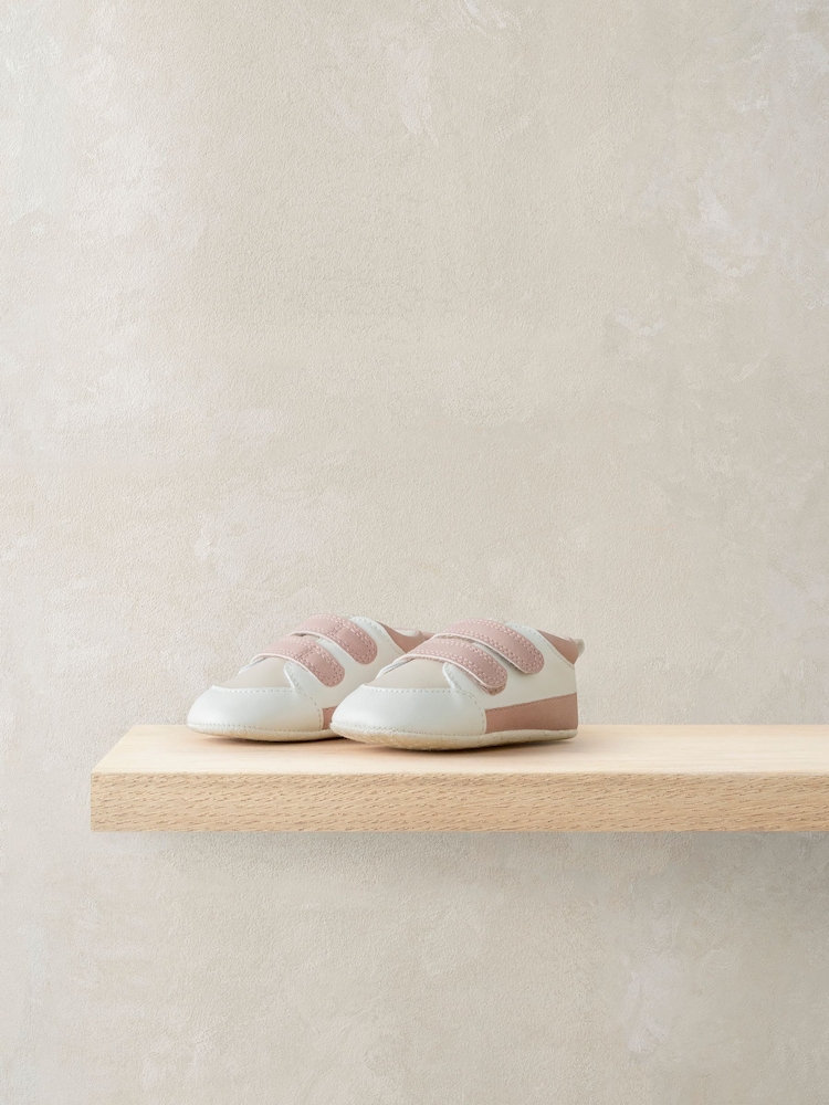 Mamas & Papas Pink Suede Detail Scallop Edged Trainers - Image 2 of 2